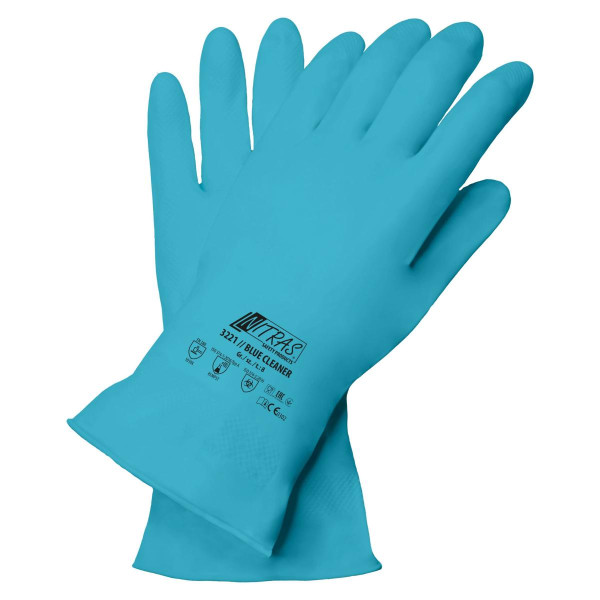NITRAS BLUE CLEANER, Haushaltshandschuhe, Latex, blau (Farbcode: 2200), Größe: 7, VE: 144 Paar, 3221-7