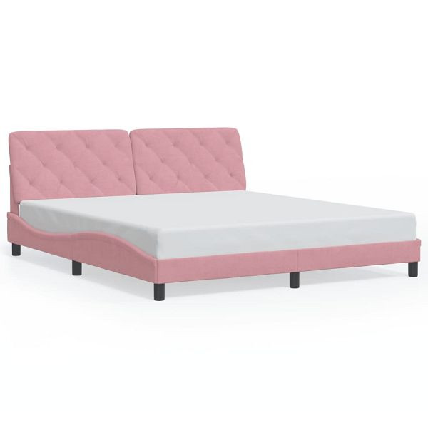 vidaXL Bettgestell mit LED-Leuchten Rosa 180x200 cm Samt, 3213872