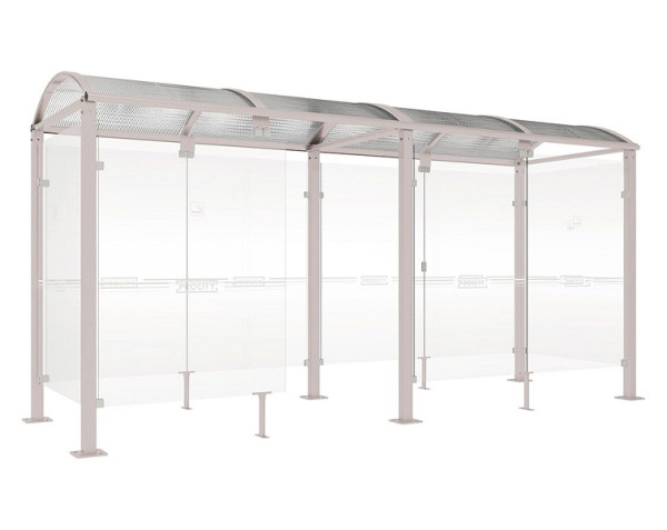 Procity Raucherunterstand Klassik "M" - Tiefe 1560 mm, Farbe RAL 7044, Maße: Breite 5000 x Höhe 2547 x Tiefe 1666 mm, 529371.7044