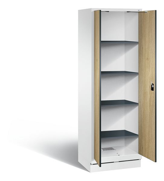 C+P Wäsche-Spind Evolo, H1800xB610xT500mm, Farbe: Verkehrsweiß / Dekor Eiche Sereno, 48222-20B S10153