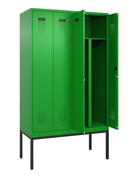 C+P PSA Doppel-Spind Evolo PLUS, Gestell, 4 Abteile, 2120x1200x500mm, 6037/6037, Zylinderschloss, 0490327-40P S10053