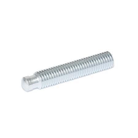 Ganter Gewindestifte mit Druckzapfen, Stahl, verzinkt (DIN 6332-M12-60-SKN-ZB), VE: 25 Stück, 6332-M12-60-SKN-ZB