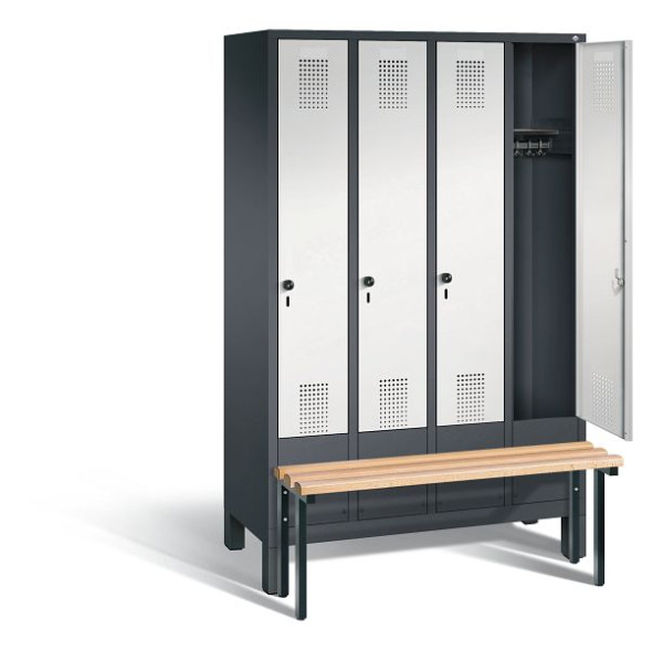 C+P Garderobenschrank Evolo, H1850xB1190xT815mm, Farbe: Schwarzgrau / Lichtgrau, 48030-40 S10082