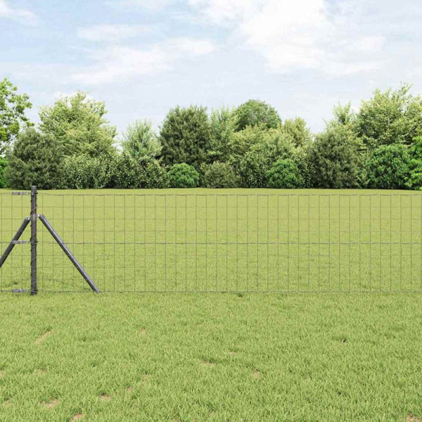 vidaXL Zaun mit Pfosten Grau 0.8 x 25 m Stahl, 3350446
