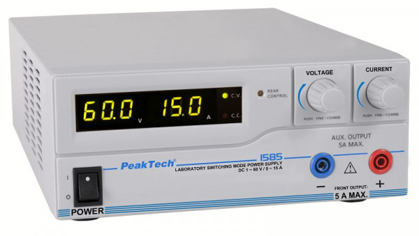 PeakTech DC Schaltnetzgerät, 1 - 60V / 0 - 15A, programmierbar mit USB-Schnittstelle, P 1585