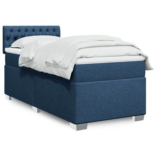 vidaXL Boxspringbett mit Matratze Blau 90x200 cm Stoff, 3285784