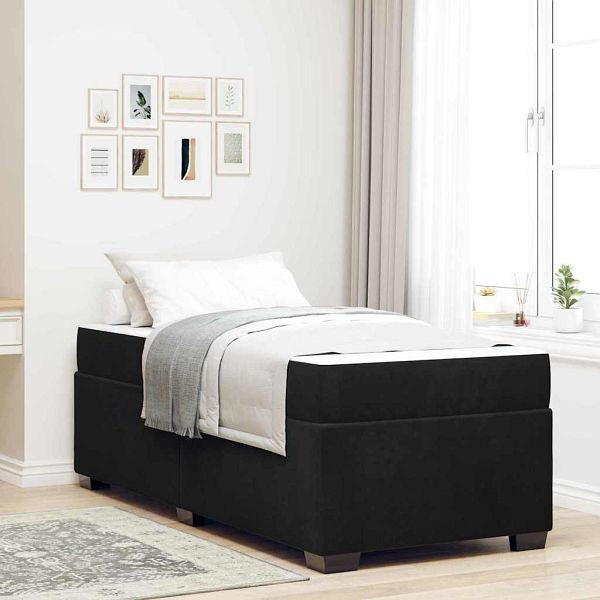 vidaXL Bettgestell mit Matratze mit Matratze Schwarz 100 x 200 cm Samt, 3399274