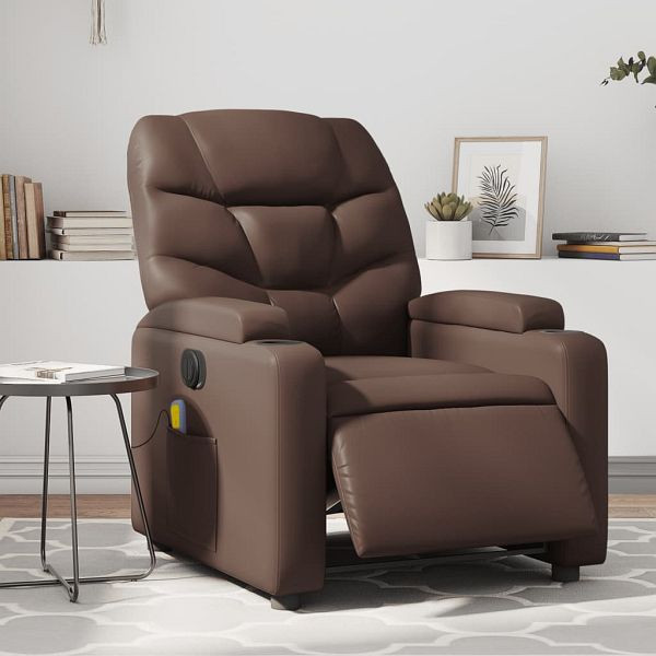 vidaXL Massagesessel Elektrisch Braun Kunstleder, 3204653