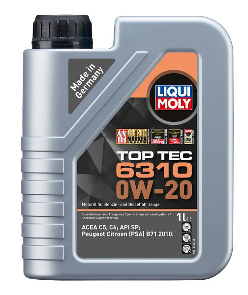 LIQUI MOLY Motoröl Top Tec 6310 0W-20, Kanister Kunststoff, VE: 1 Liter, 21875