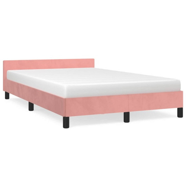 vidaXL Bettgestell mit Kopfteil Rosa 120x190 cm Samt, 379552