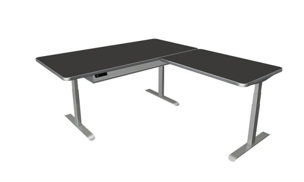 Kerkmann Steh-/Sitztisch Move 4 Premium, B 2000 x T 1000 mm, mit Anbauelement 1200 x 800mm, elektrisch höhenverstellbar von 620-1270mm, anthrazit, 10321613