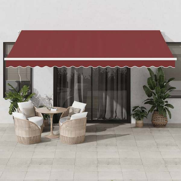 vidaXL Markise Automatisch Weinrot 450x300 cm, Polyester, 3310190