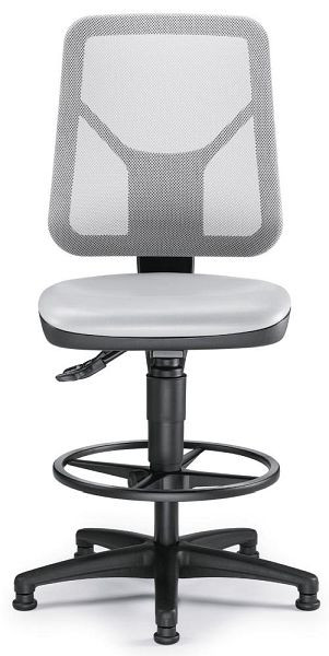 Deskin Arbeitsstuhl TEC 80 mit Fußgleiter, Polyamid-Fußkreuz schwarz, Bezug Polyurethanschaum, silbergrau, 258241