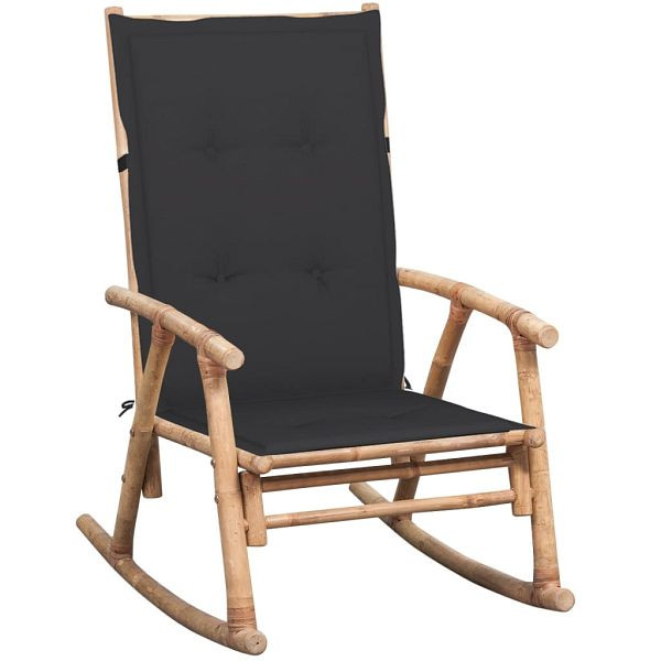 vidaXL Schaukelstuhl mit Kissen Bambus, Kissen-Material: Stoff (100% Polyester), 3063903