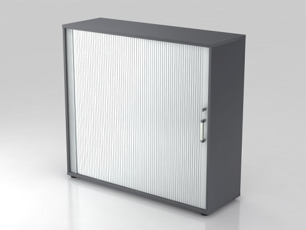 Hammerbacher Rollladenschrank horizontal, 3OH 120cm Chromgriff Graphit/Silber, 120x40x110 cm (BxTxH), V1733S/G/S/CE