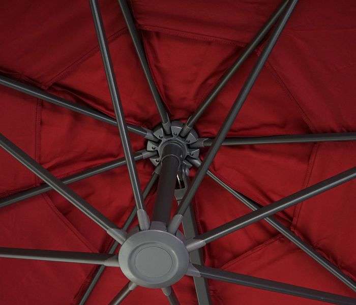 Mendler Gastronomie-Ampelschirm HWC-A96 – 4 M, Rund, Drehbar Mit Kurbel (Polyester/Alu)