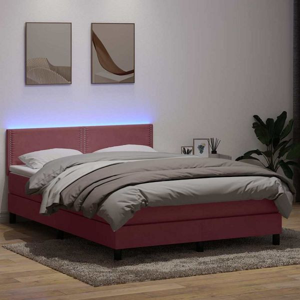 vidaXL Boxspringbett mit Matratze Rosa 160x220 cm Samt, 3316844