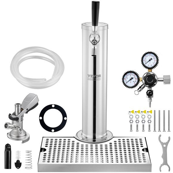 VEVOR Bierzapfanlage mit Doppelmessgerät W21.8-Regler und A-System-Fasskupplung, Biertropfschale für Partys zu Hause, LTJZSBDYQOHQXBPNVV0