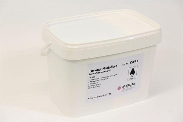Schoeller Öl-Notfallset, Tragbare Notfallbox mit Griff, weiß, Aufnahme 300 Liter, KWR1