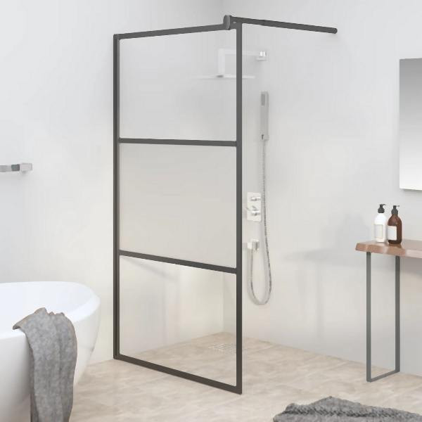 vidaXL Duschwand für Walk-In Dusche 100x195cm ESG Halbmattiert Schwarz, 151874