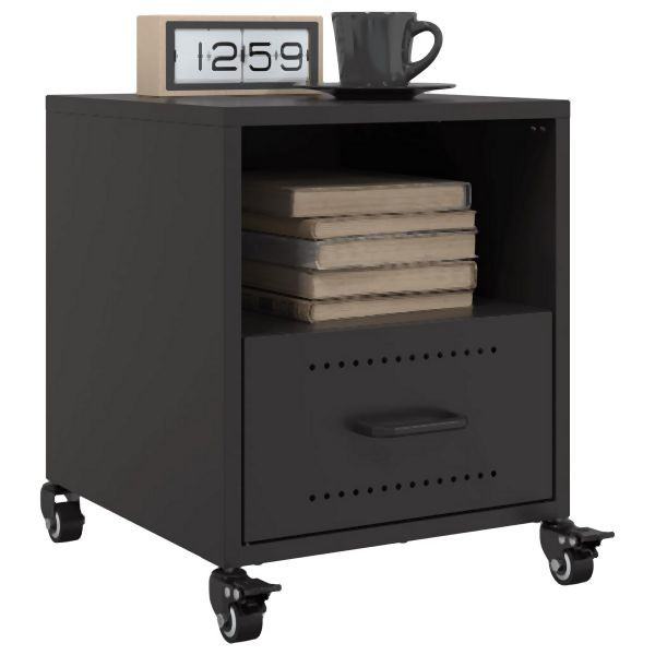 vidaXL Nachttische 2 Stk. Schwarz 36x39x43,5 cm Stahl, 846705