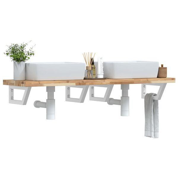 vidaXL Waschbeckenregal Wandmontage Stahl und Akazienholz, 3302706
