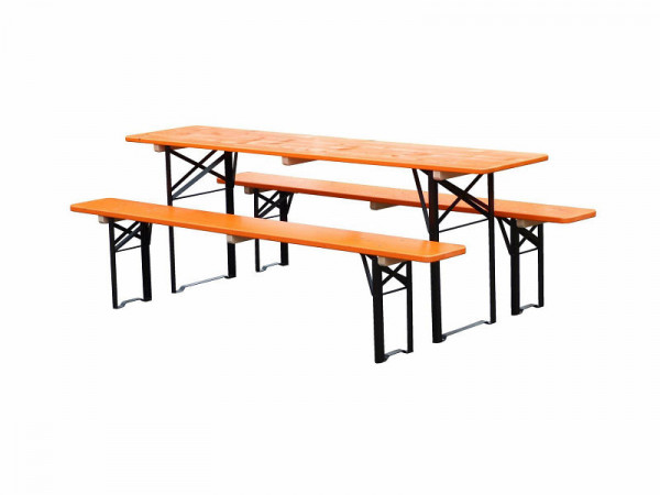Klappmöbel Lönne Bierzeltgarnitur Ideal orange Tisch 220 x 50 cm, Gestell schwarz, 5000-2