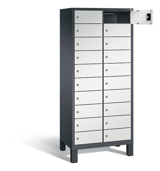 C+P Schließfachschrank Evolo, H1700xB810xT500mm, Farbe: Schwarzgrau / Lichtgrau, 48010-2210 S10033