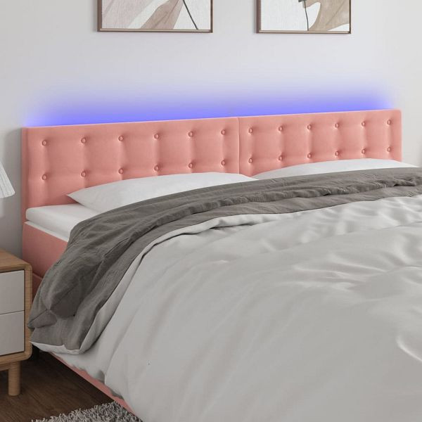 vidaXL LED Kopfteil Rosa 200x5x78/88 cm Samt, Füllung: Schaumstoff, 3122117