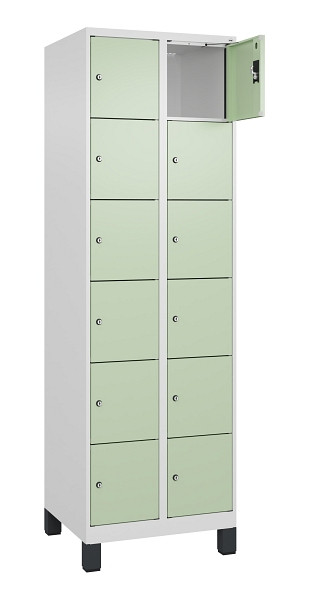 C+P Schließfachschrank Evolo PLUS, mit Füßen, 12 Fächer, 1950x600x500mm, 9016/6, 049010-206 S10019