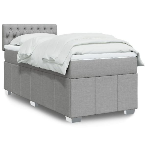 vidaXL Boxspringbett mit Matratze Hellgrau 80x200 cm Stoff, 3286902