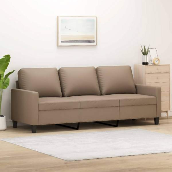 vidaXL 3-Sitzer-Sofa Cappuccino-Braun 180 cm Kunstleder, 359146