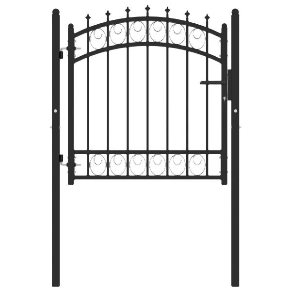 vidaXL Zauntor mit Spitzen Stahl 100x100 cm Schwarz, 146378
