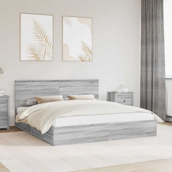 vidaXL Aufbewahrungsbett Graues Sonoma 180 x 200 cm Holzwerkstoff, 3408436