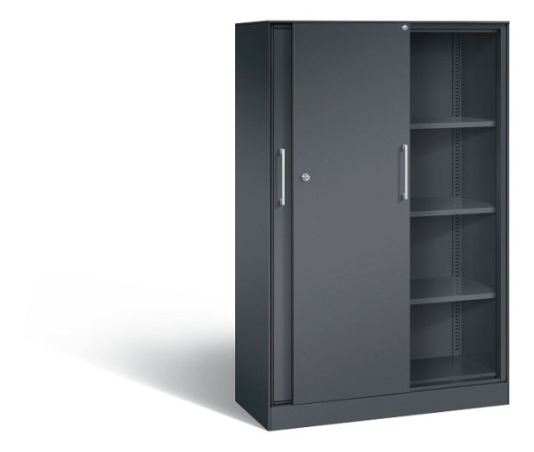 C+P Schiebetürenschrank Asisto, H1635xB1000xT435mm, Farbe: Schwarzgrau, Bügelgriff, 4 OH, 142012-000 S10047