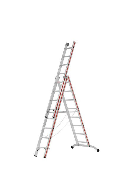 HYMER Stufenmehrzweckleiter, dreiteilig, 3x8 Sprossen/Stufen, Länge eingefahren 2,44 m / ausgefahren 5,80 m, 684724