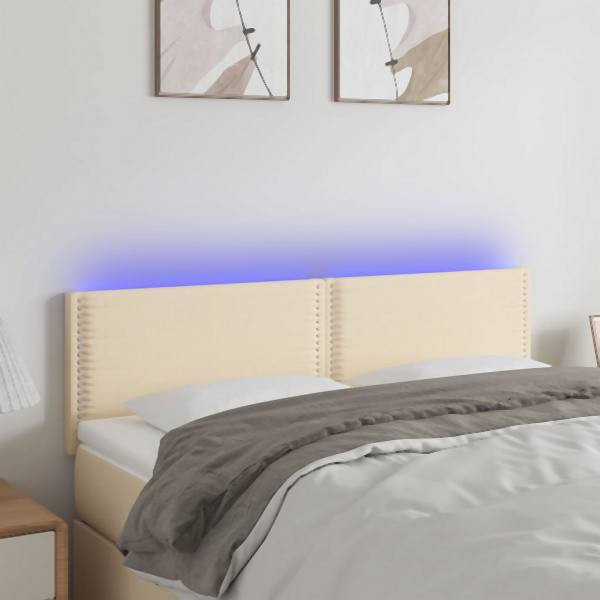 vidaXL LED Kopfteil Creme 144x5x78/88 cm Stoff, 3121475