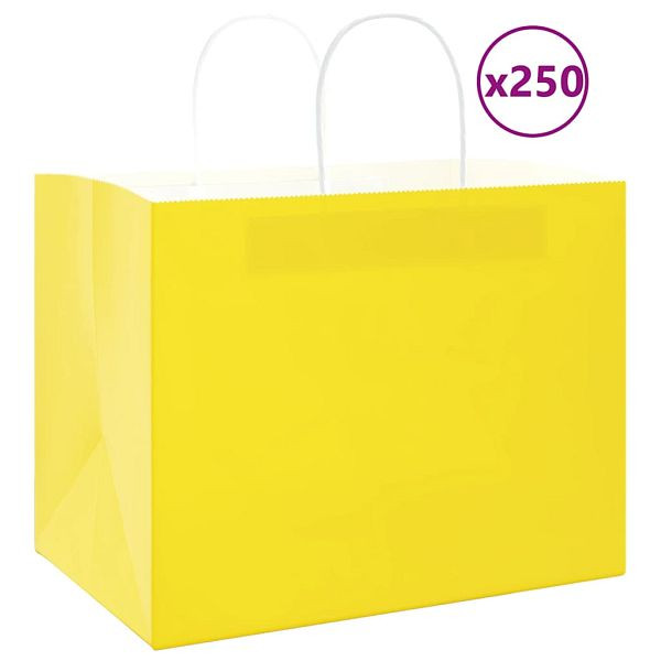 vidaXL Papiertragetaschen 250 Stk. mit Henkeln Gelb 32x22x24 cm, 4101791