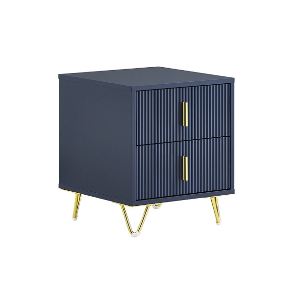 SoBuy Nachttisch, Nachtschrank mit 2 Schubladen, Moderner Beistelltisch für Schlafzimmer und Wohnzimmer, Blau B40 x T40 x H47 cm, FBT115-B