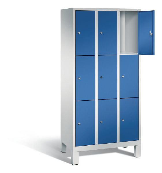 C+P Schließfachschrank Evolo, H1850xB900xT500mm, Farbe: Lichtgrau / Enzianblau, 48010-303 S10037