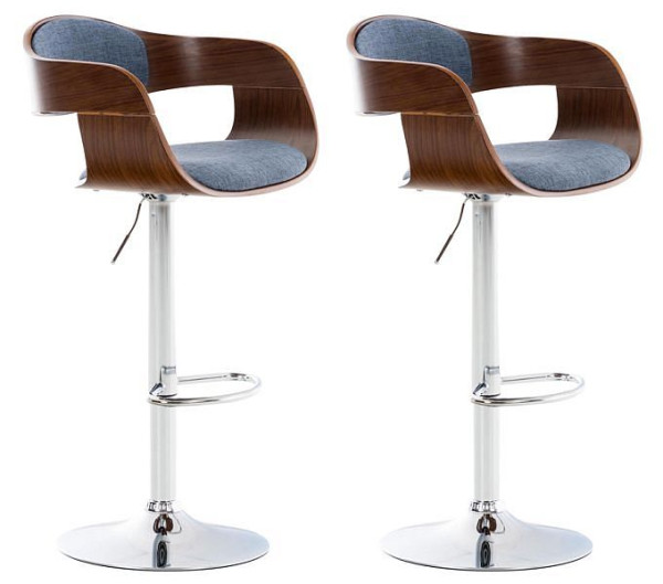 CLP Barhocker Kingston C Stoff, walnuss/blau, VE: 2 Stück, 315028