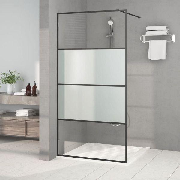 vidaXL Duschwand für Begehbare Dusche Schwarz 100x195 cm Halbmatt ESG, 152127
