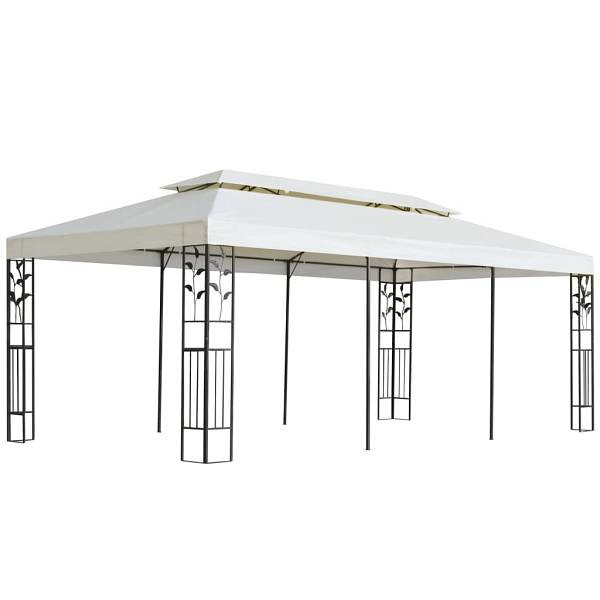 vidaXL Pavillon mit Doppeldach Weiß 6x3 m Stahl, UV-beständig, 362376