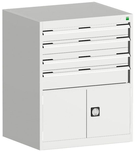 bott cubio Schubladenschrank bestückt mit 4 Schubladen, Tür BxTxH: 800 x 750 x 1000 mm, RAL 7035, 40028117.16V