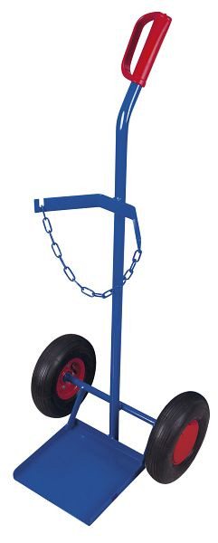 VARIOfit Stahlflaschenkarre für 1 Flasche a 40 - 50 Ltr., Außenmaße: 465 x 445 x 1.185 mm, RAL 5010 enzianblau, Radsatz: Luftbereifung, fk-1201