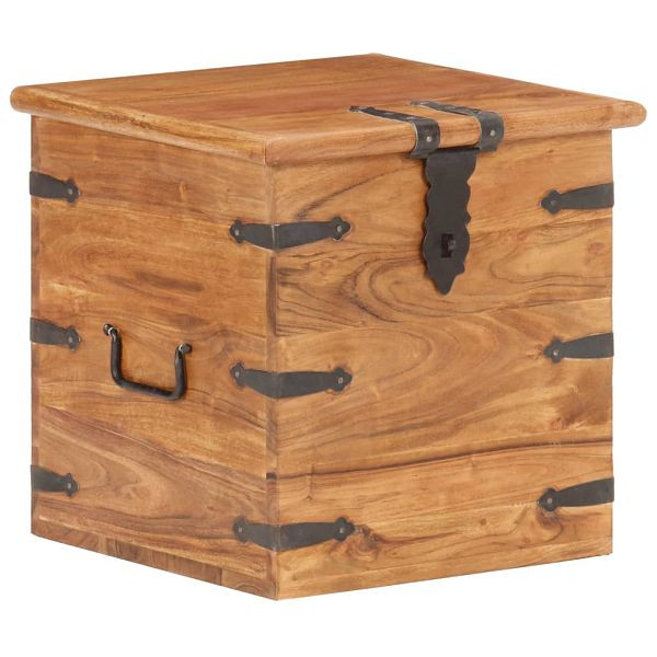 vidaXL Truhe 40x40x40 cm Akazie Massivholz, Material: Massives Akazienholz mit natürlichem Finish, Eisen, 289645