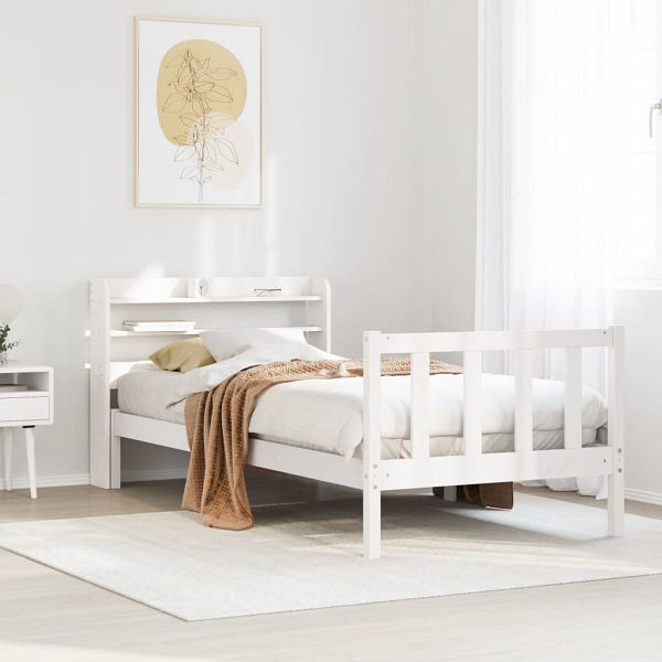 vidaXL Massivholzbett ohne Matratze Weiß 75x190 cm Kiefernholz, 3306565