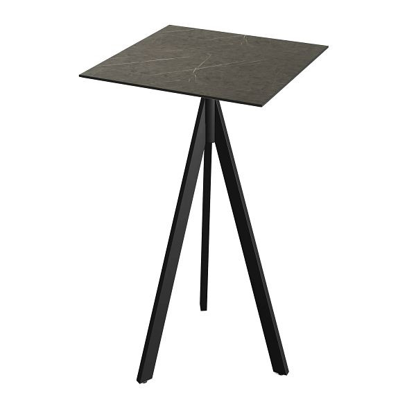 Feros Infinity Tripod Stehtisch Schwarz frame + Midnight Marble HPL Tischplatte 70x70 cm, 140041677