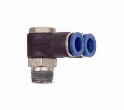 Riegler Y-Winkelsteckverschraubung mit Außensechskant, drehbar, Außengewinde konisch mit Gewindebeschichtung, 125898