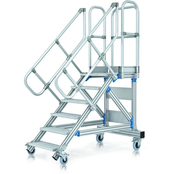 ZARGES Plattformtreppe fahrbar 45° 9 Stufen, 1000 mm breit, Höhe 1,93 m, 40255808